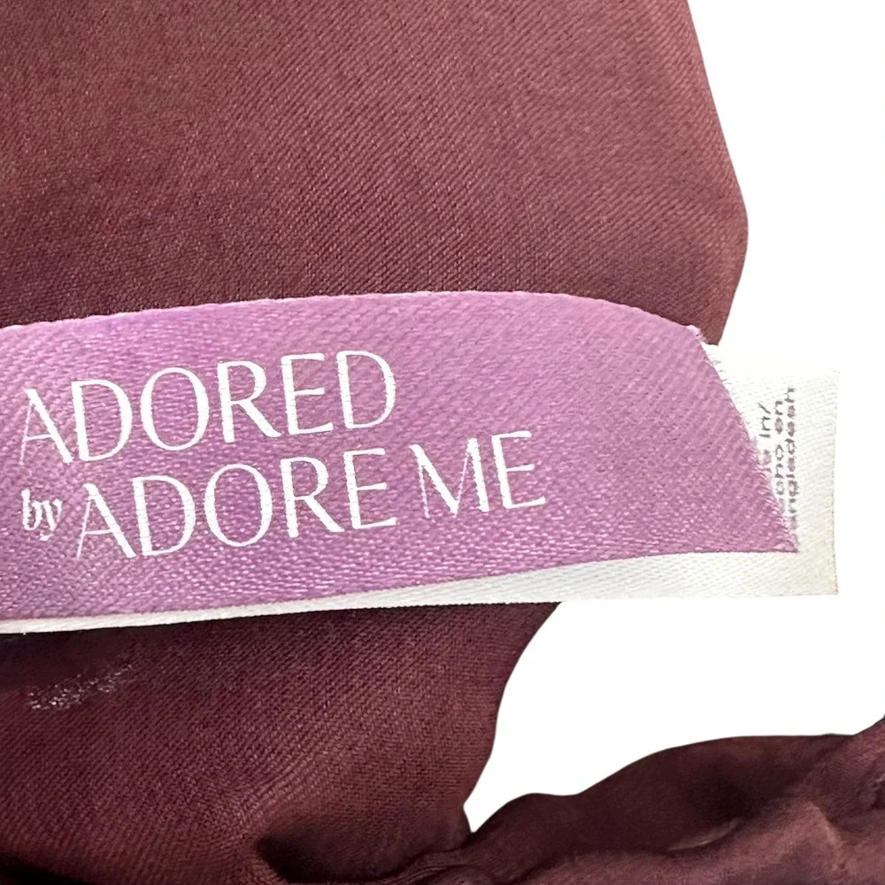 Adored by Adore Me Womens Burgundy Hammered Satin V-Neck Camisole Top Size M - Picture 6 of 8